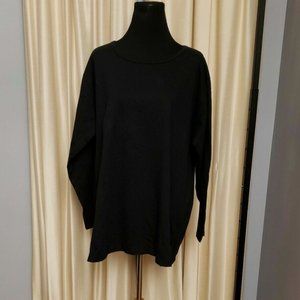 Simply Me Leisurewear Plus Size 1X Black Long Sleeve Knit Top 100% Cotton NWT